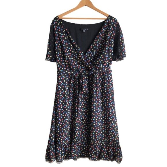 Sangria Polka Dot Dress Size 16W Lace Flutter Sleeve - Picture 16 of 16